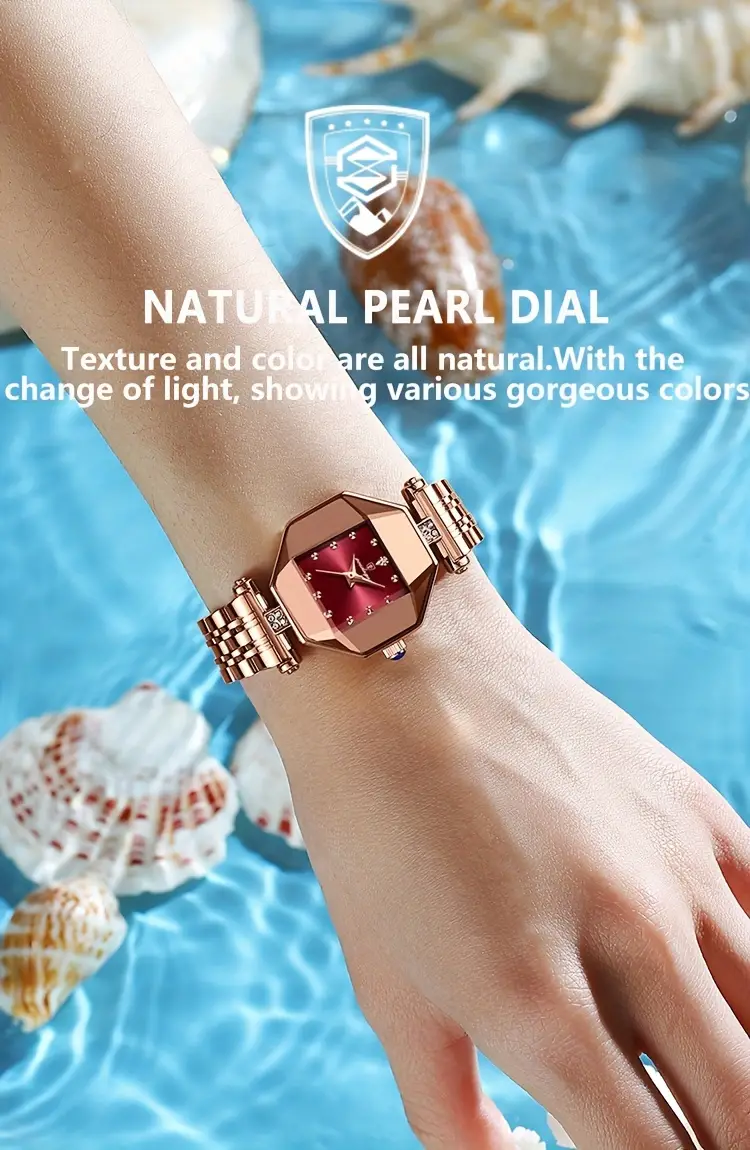 poedagar womens luxury dial cutting quartz watch elegant polygon pointer analog stainless steel wrist watch details 4