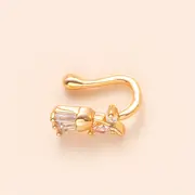1pc personality charm no piercing copper inlaid zircon u shaped nose clip fake nose ring nose nail female no piercing piercing jewelry details 0
