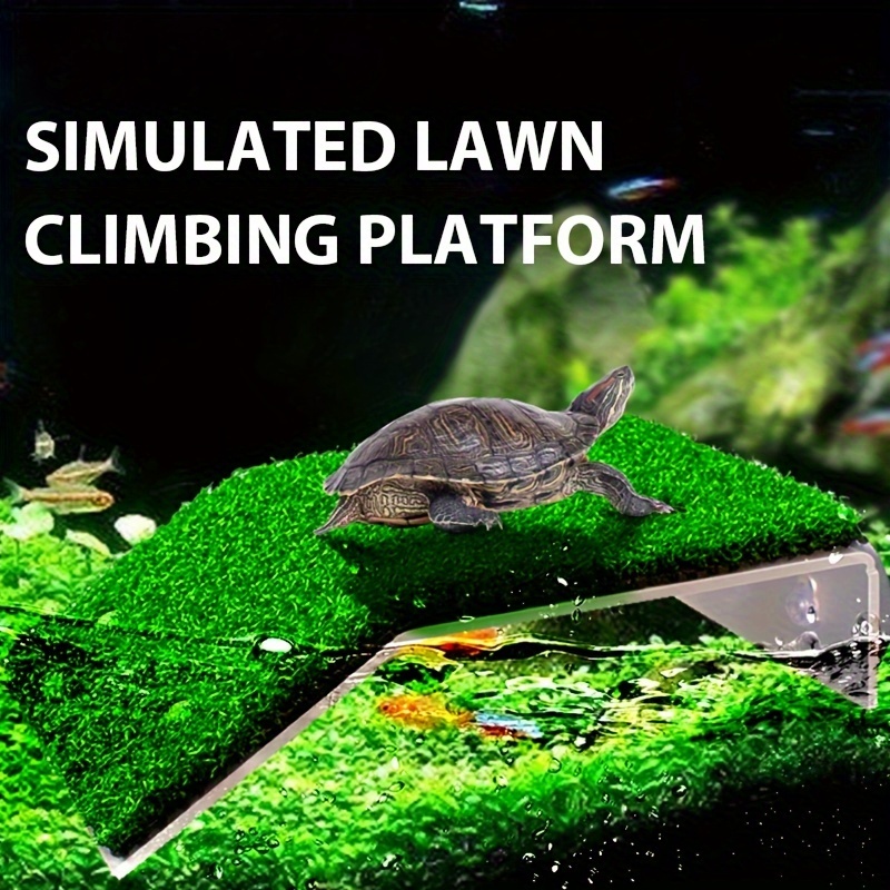 Cherish Turtle Basking Platform Simulation Turf Climbing Turtle Drying Table Aquarium Accessories Decoration S