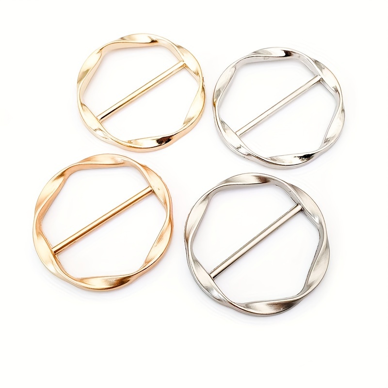 4 Pcs Silk Scarf Ring Clip T-Shirt Tie Clip Women's Fashion Metal Round Buckle Clothing Ring,Temu