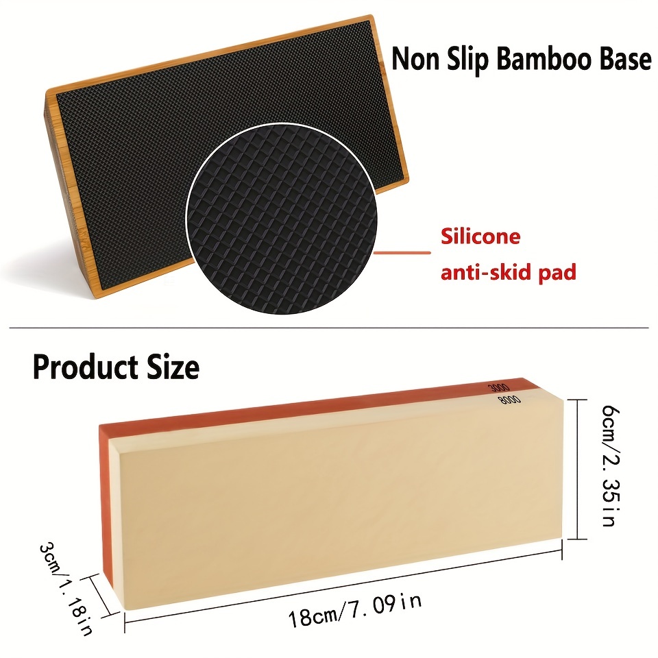  Kit de piedra de afilar cuchillos, piedra de afilar cuchillos  de primera calidad, grano 2 laterales 400/1000 3000/8000 - El juego de  piedra de afilar incluye 2 bases de goma antideslizantes