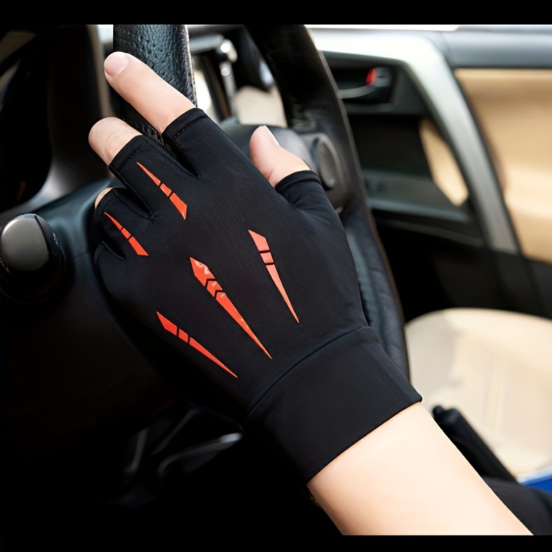 1pair Riding Sunscreen Gloves Mens Summer Thin Breathable Non Slip Ice Silk  Driving Missing Finger Gloves Fishing Half Finger Gloves, Don't Miss These  Great Deals