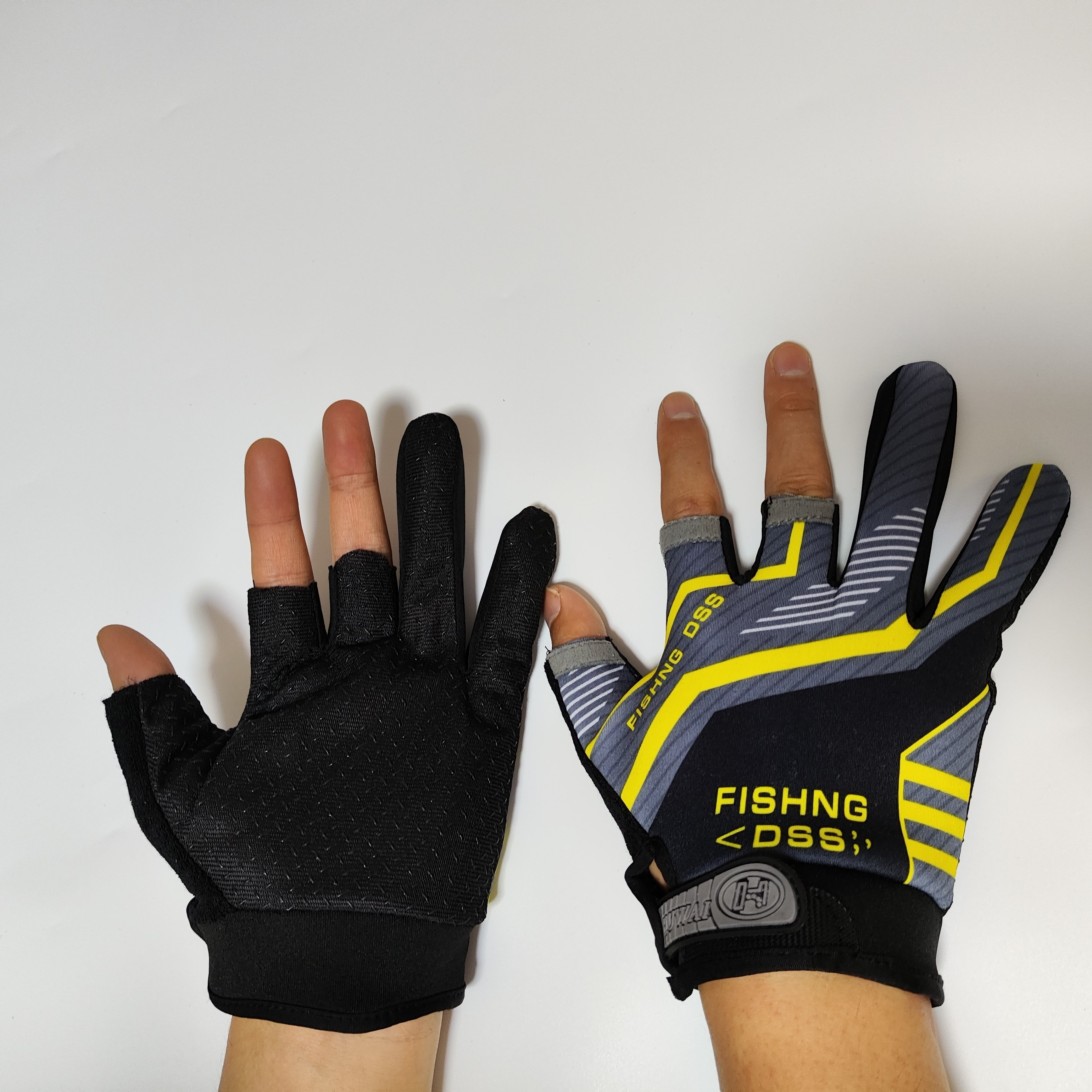 1pair Fishing Gloves With Three Exposed Fingers Sun Protection And