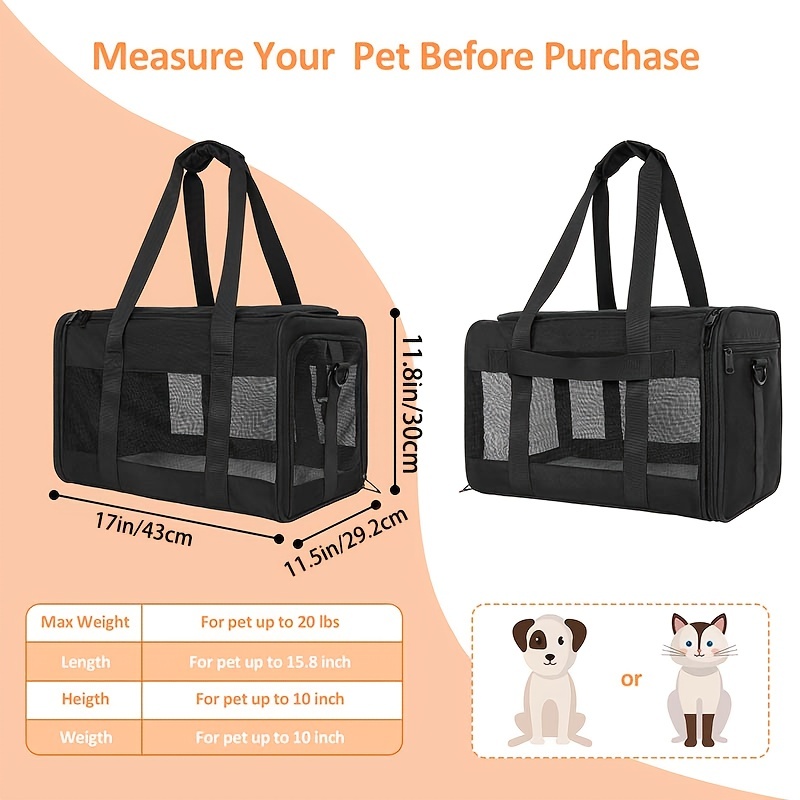 Cat Carrier for Cats 20 lbs, Soft-Sided Pet Carrier for Small Dogs