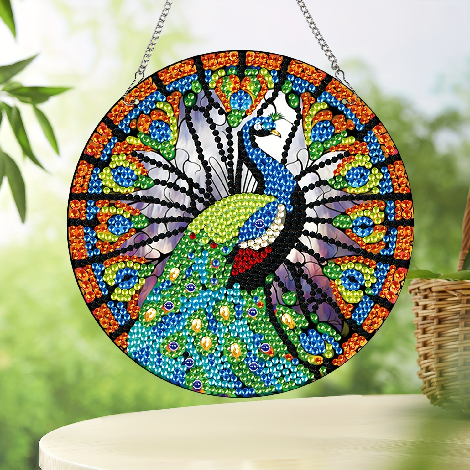 Peacock Flower Diamond Art Painting Coasters Kits Holder Diy - Temu