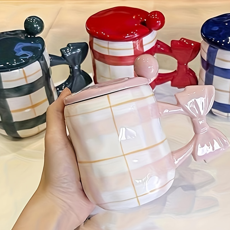 Cute Bow Ceramic Mug with Spoon and Lid freeshipping - TheQuirkyQuest