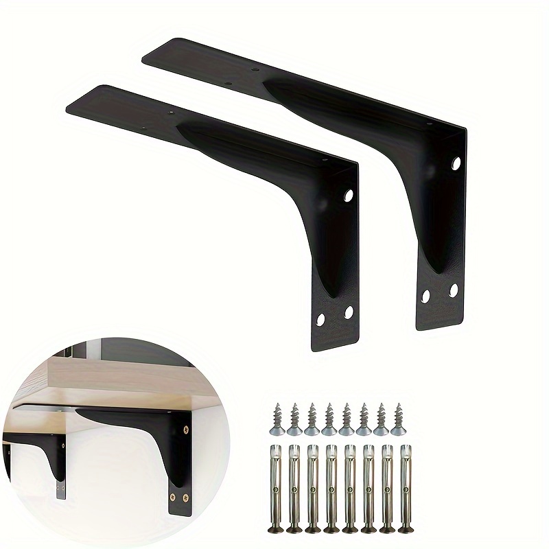 Soportes de soporte para encimera de 16 pulgadas, soporte de estante negro  resistente, soportes de estantería montados en la pared, ángulo de