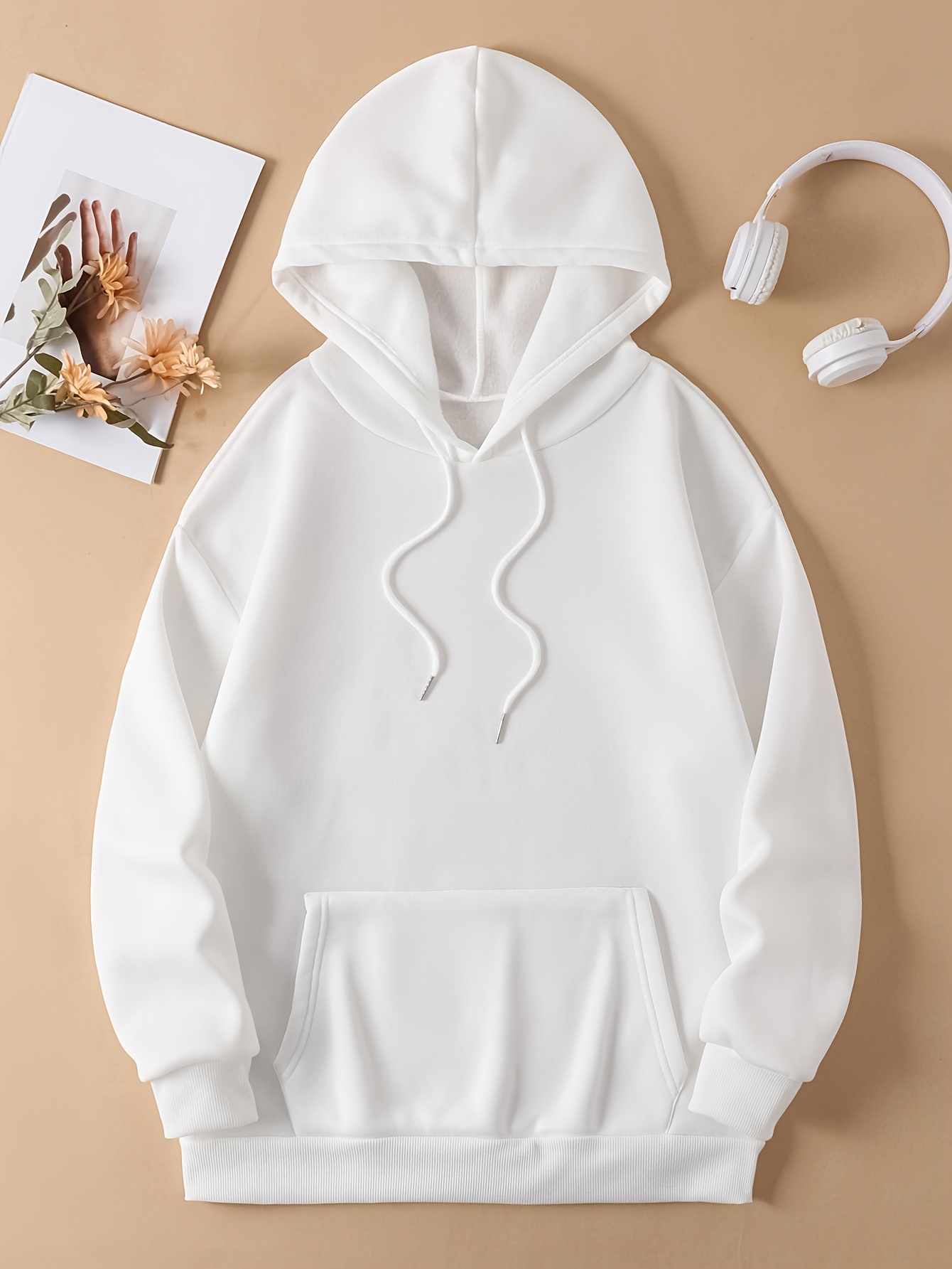 100 polyester white hoodie online