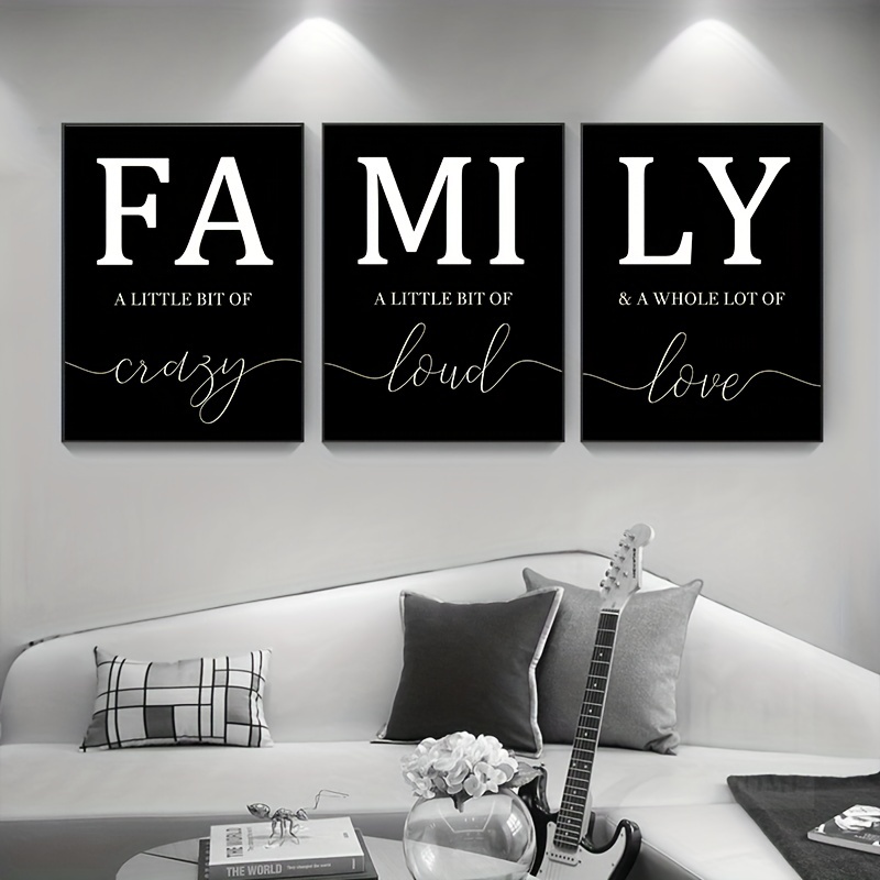 Family Signs Wall Art Set Of 3 Prints A Little Bit Of Crazy Quotes