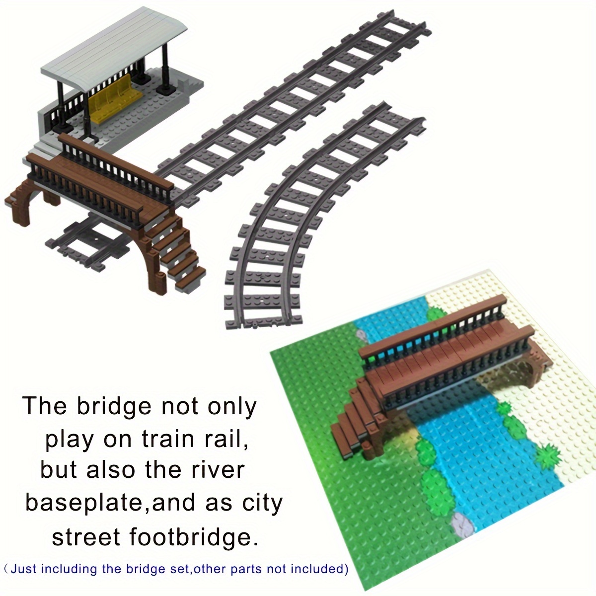 Rails de Train de ville flexibles et incurvés, briques à fourche droites  MOC, bloc de construction