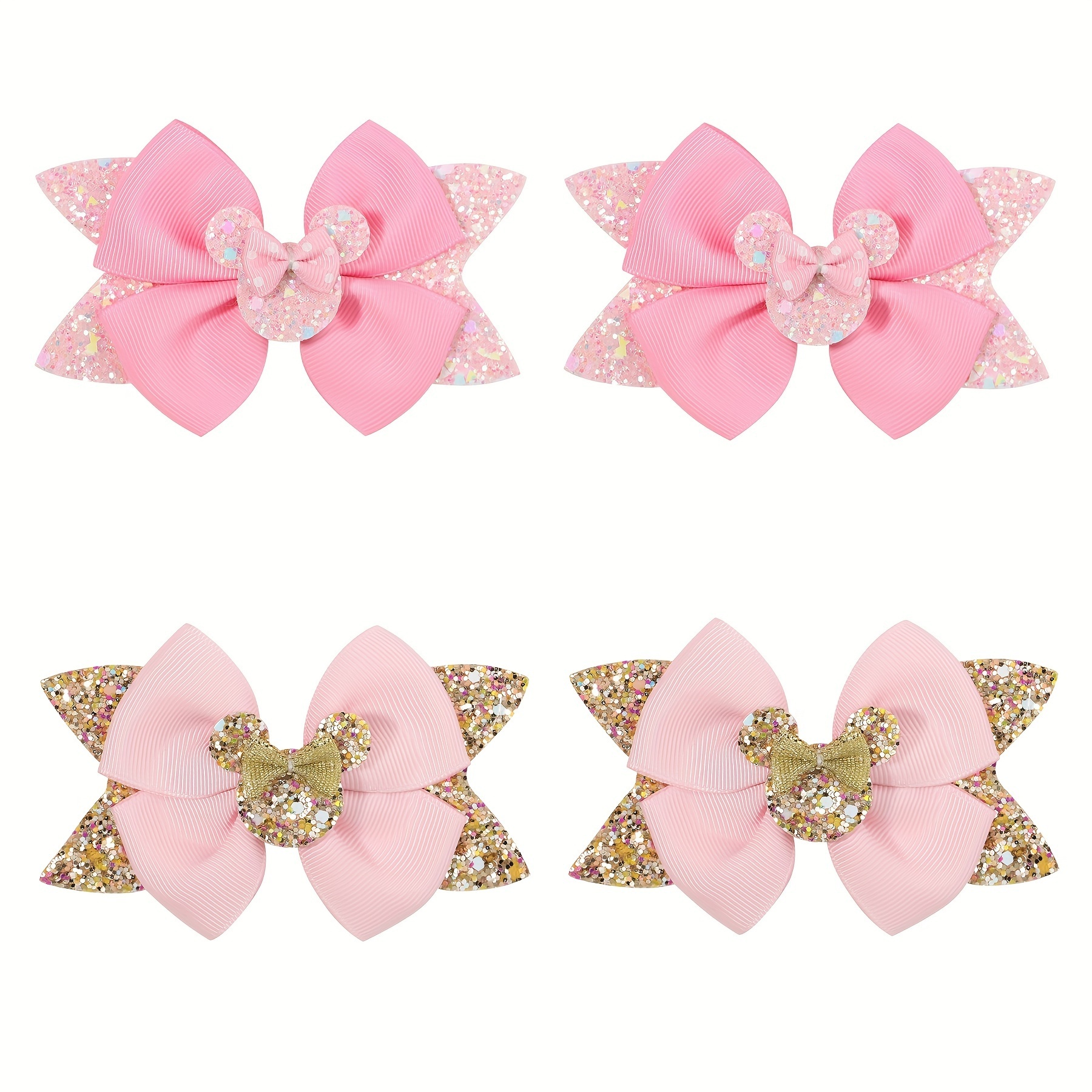 

4pcs Sparkling 4.5 Inch Sequin Dovetail Hair Clips For - Glitter Bow Knot Head Decoration