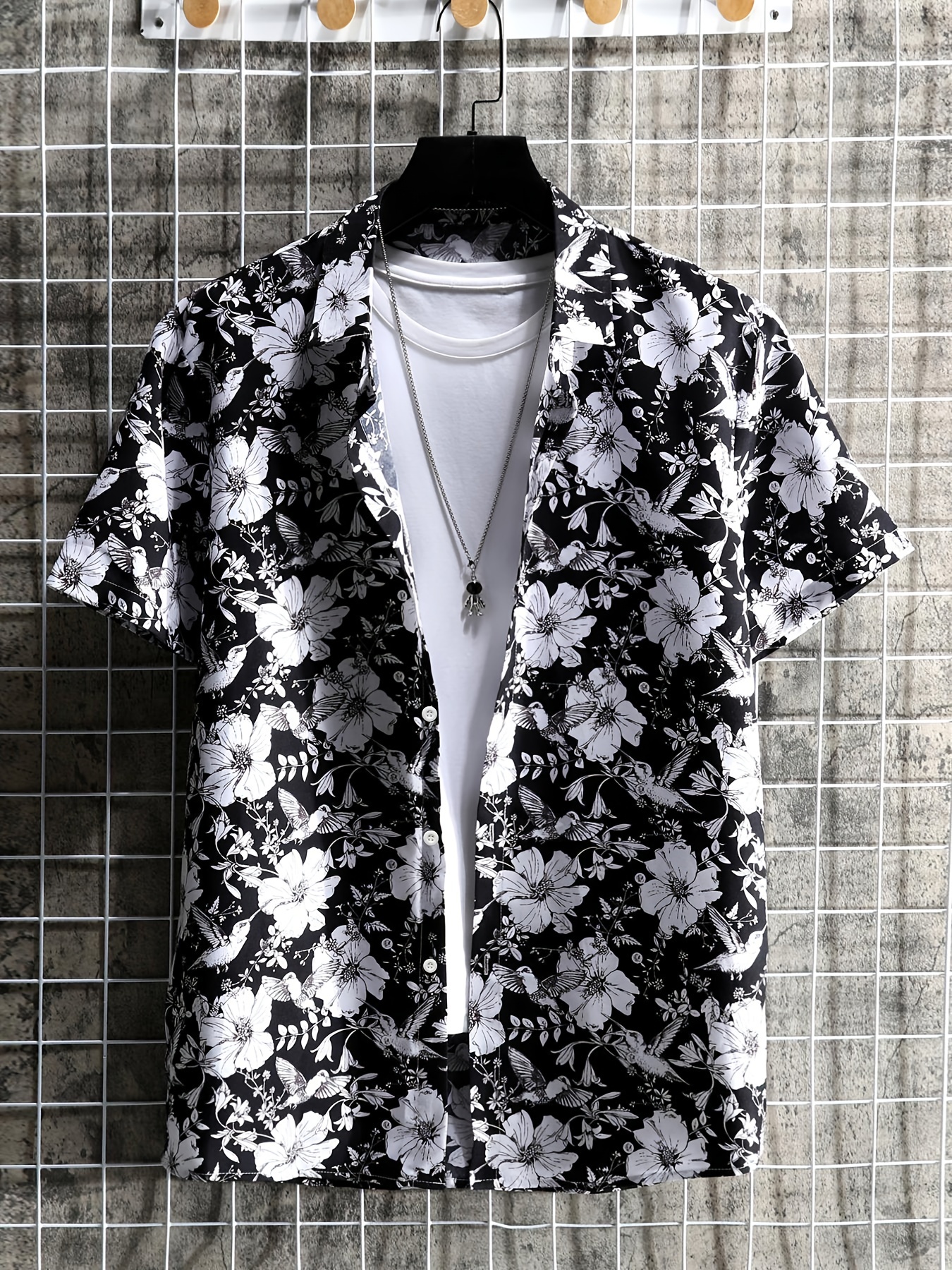 Plus Size Retro Style Men&#39;s Flower Print Summer Shirt For Party/Holiday/leisurewear