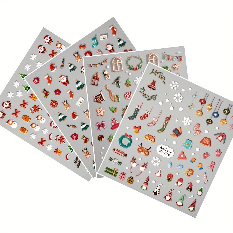 5d Embossed Christmas Nail Art Stickers Santa Claus - Temu Australia