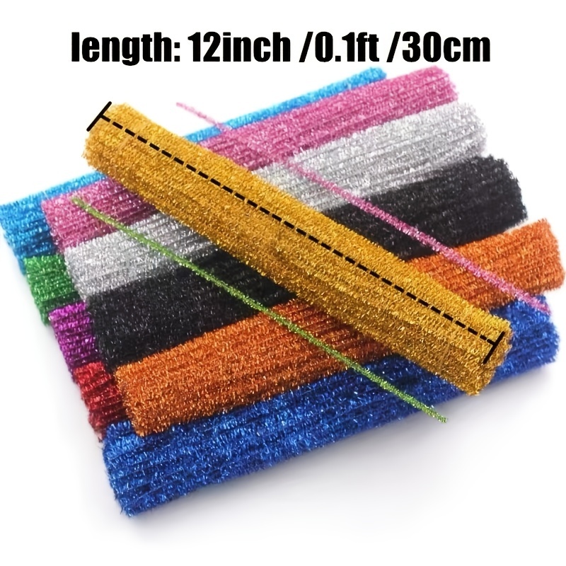 100pcs Pipe Cleaners Bulk 10 Assorted Colors Chenille Stems Craft Supplies  6mm x 12 Inch Fuzzy Glitter Pipe Cleaners for DIY Art Creative Crafts