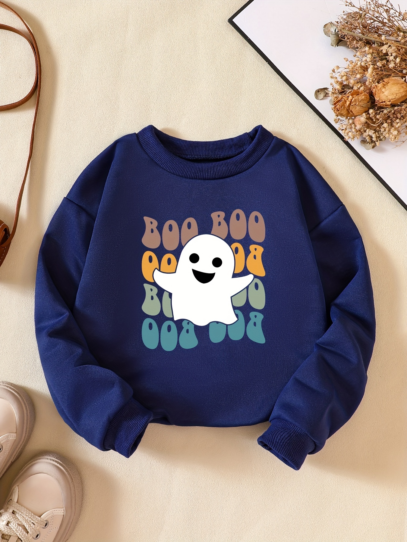 Boys the Boo Crew Print Denim Jacket Cartoon Pumpkin Ghost & Letter  Graphic Jacket Long Sleeve Outerwear For Spring And Autumn, Halloween - Temu