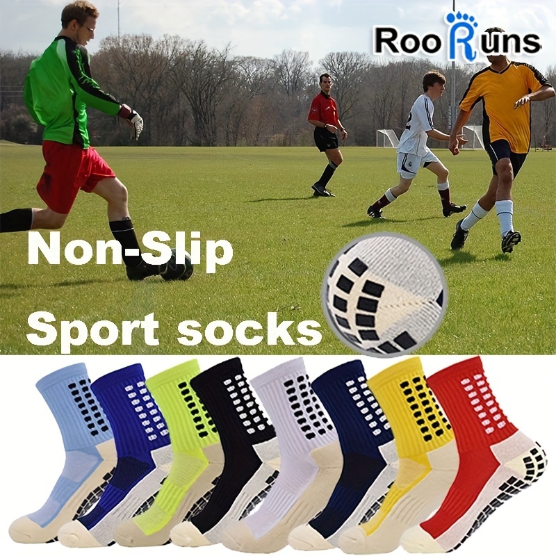 Men's Non Slip Soccer Grip Socks Black Cotton Cushioned Football