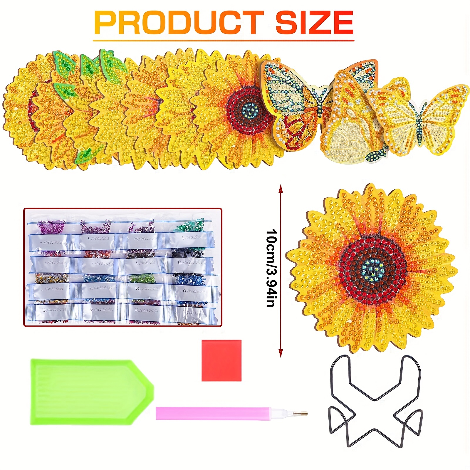 Sunflower Diamond Painting Coasters Kits With Holder Diy - Temu