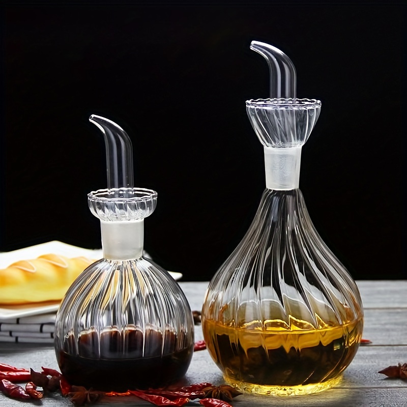 FARI Olive Oil Dispenser Bottle - 17 Oz Glass Cooking Oil and Vinegar Cruet  No Drip with Stainless Steel Funnel (1)