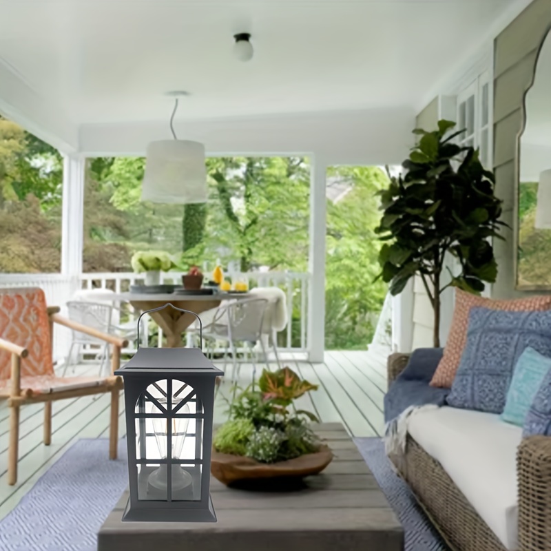 Solar Black Outdoor Pendant Light Garden Night Light Holiday - Temu