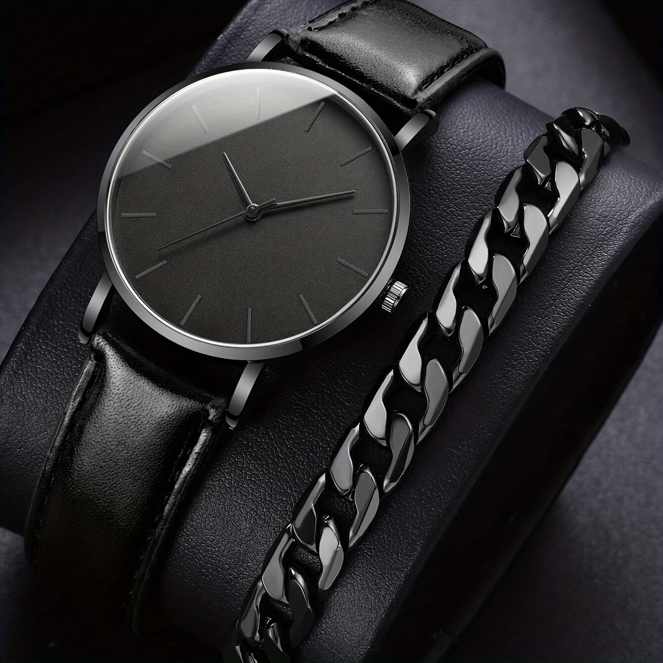Relojes negros de negocios clásicos a la moda para Hombre, Relojes