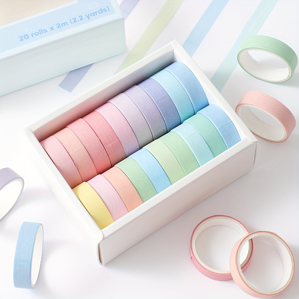 

20 Rolls Macaron Washi Tape Set Rainbow Masking Tape Set 10mm (0.4 Inch) Wide Colorful Decorative Tape For Diy Art Craft Scrapbooking Journaling Notebook Planner Stationery Supplies