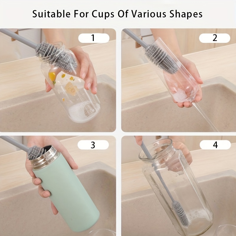 Silicone Bottle Cleaning Brush Long Handle Cup Cleaning Brush for