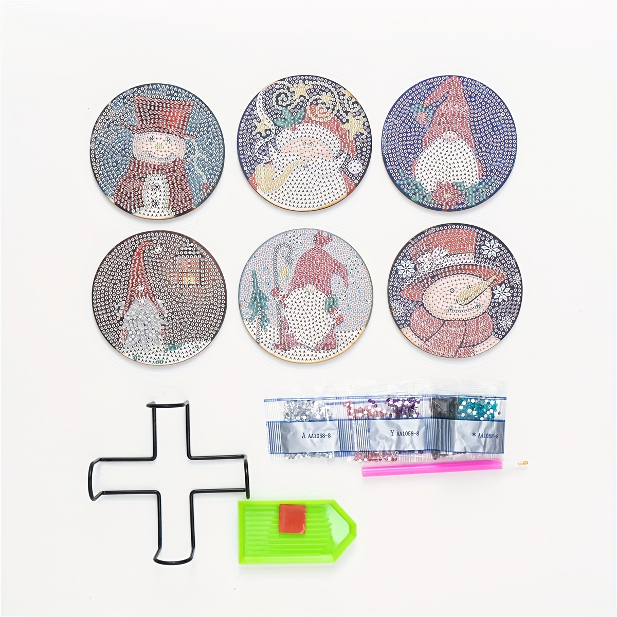 Diy Christmas Coaster Artificial Diamond Art Kits Size Scratch Resistance  Anti Slip Wood Coasters For Table Crystal Rhinestones Diamond Painting  Christmas Coasters With Holder Christmas Diamond Art Coasters With Holder  Diamond Dot