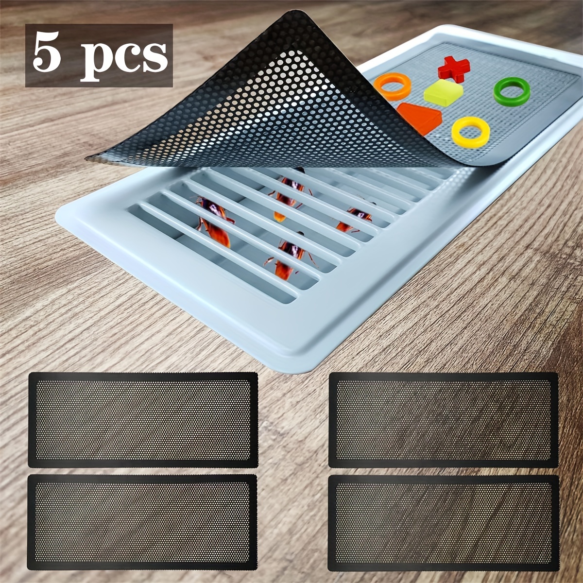 

5pcs Floor Register Trap/vent Mesh, Magnetic Air Vent Screen Cover For Home Floor, Easy Install Vent Bug Mesh Perfect For Wall/ceiling/floor Air Vent Filters (black)