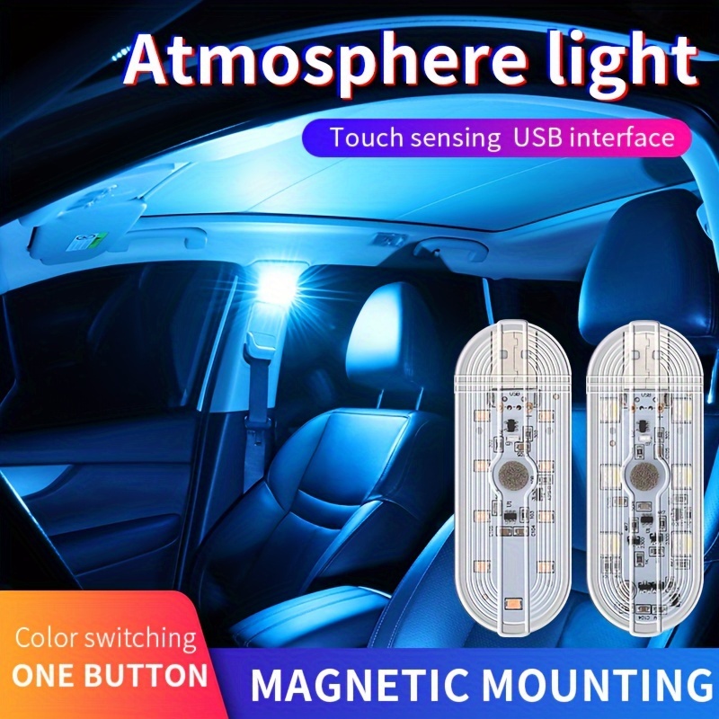 Plafonnier LED Rechargeable pour intérieur de voiture, lumière d'ambiance,  lampe de lecture, style automobile, veilleuse
