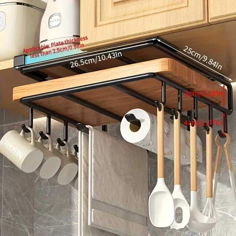 1pc Stainless Steel Kitchen Cabinet Hanging Rack, Cutting Board Storage  Rack, Pot And Pan Cover Storage Rack, Kitchen Storage Shelf Organizer,  Kitchen