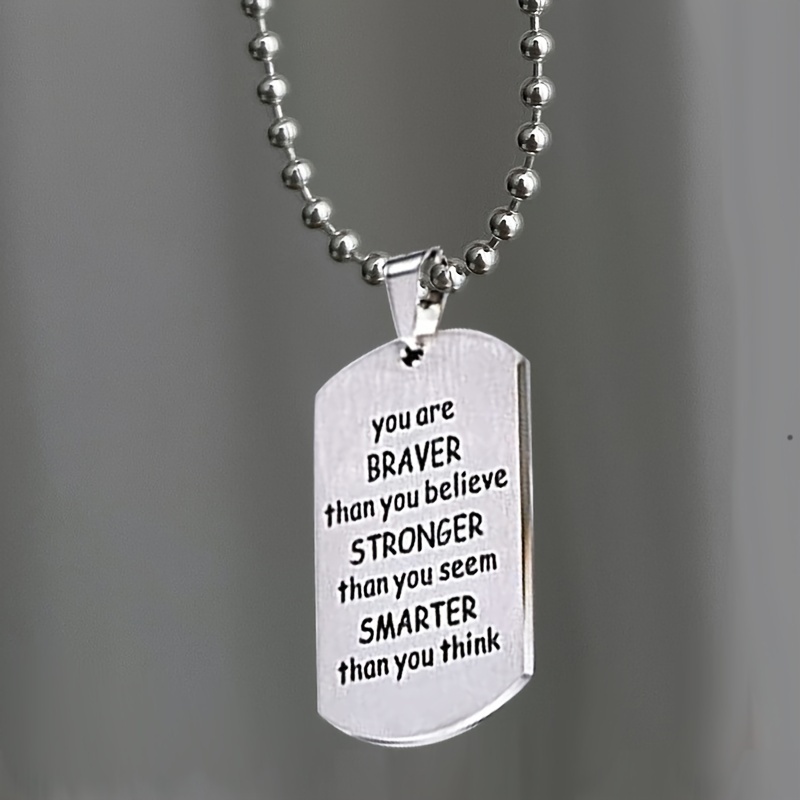 Military Dog Tag Chain Necklace with Bible Verse Scripture Cross