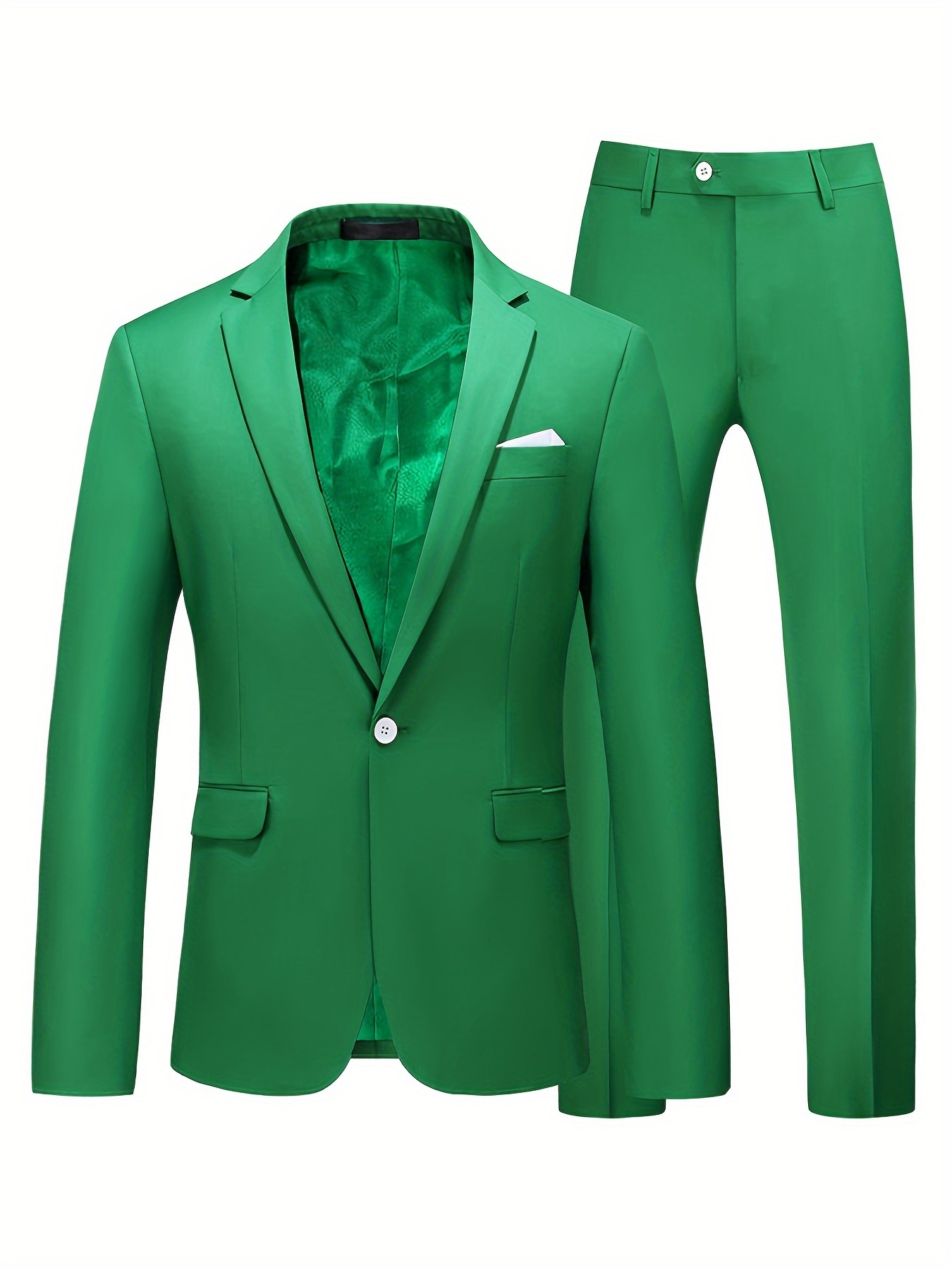 Solid Suits Men's One Button Lapel Blazer Pants Business, 57% OFF
