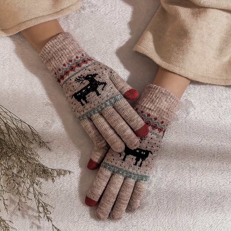  Guantes de invierno para mujer, guantes de otoño e invierno  para mujer, para teléfono móvil, pantalla táctil, cálido, dedo dividido,  copo de nieve, guantes de ciclismo al aire libre, conducción a 