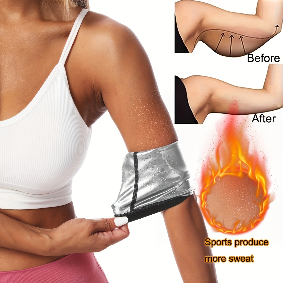 Sauna Arm Trimmer, Sweat Bands, Sauna Sleeves Wraps for Women Lose Arm Fat,Fitness Slimmer,Temu