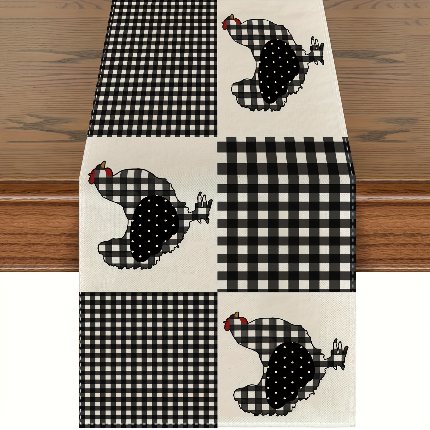 Black and White Plaid Buffalo Check Table Runner Gingham Country Kitchen  Decor