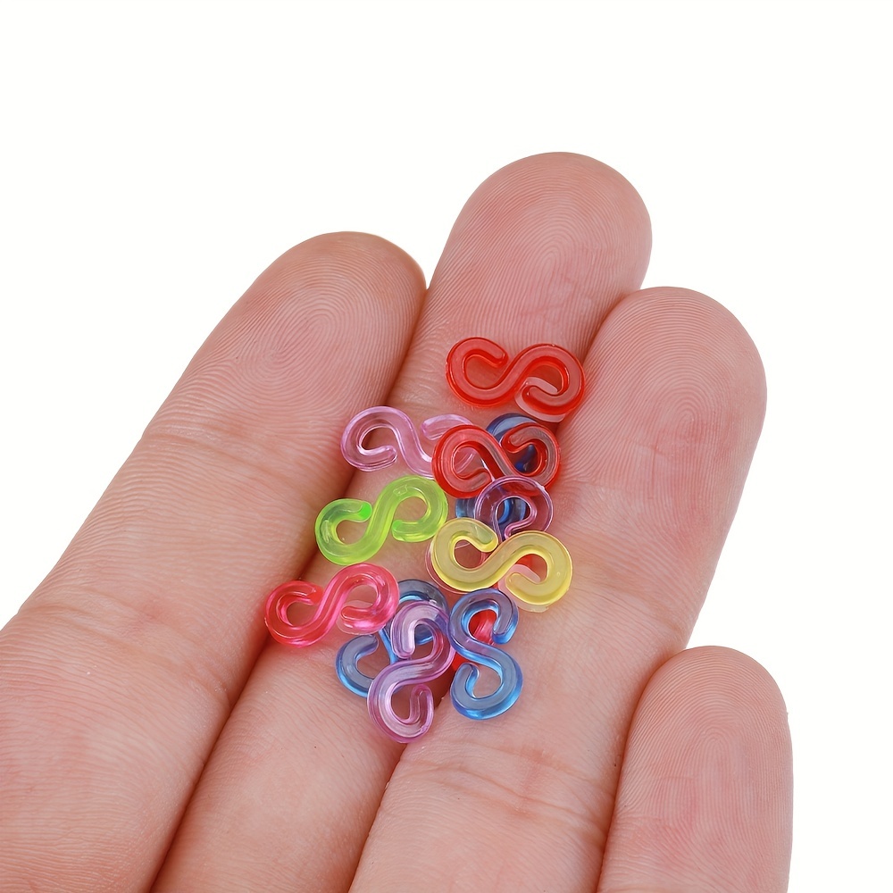 500pcs Acrylic S Clips Rubber Band Clasps Plastic Connector for