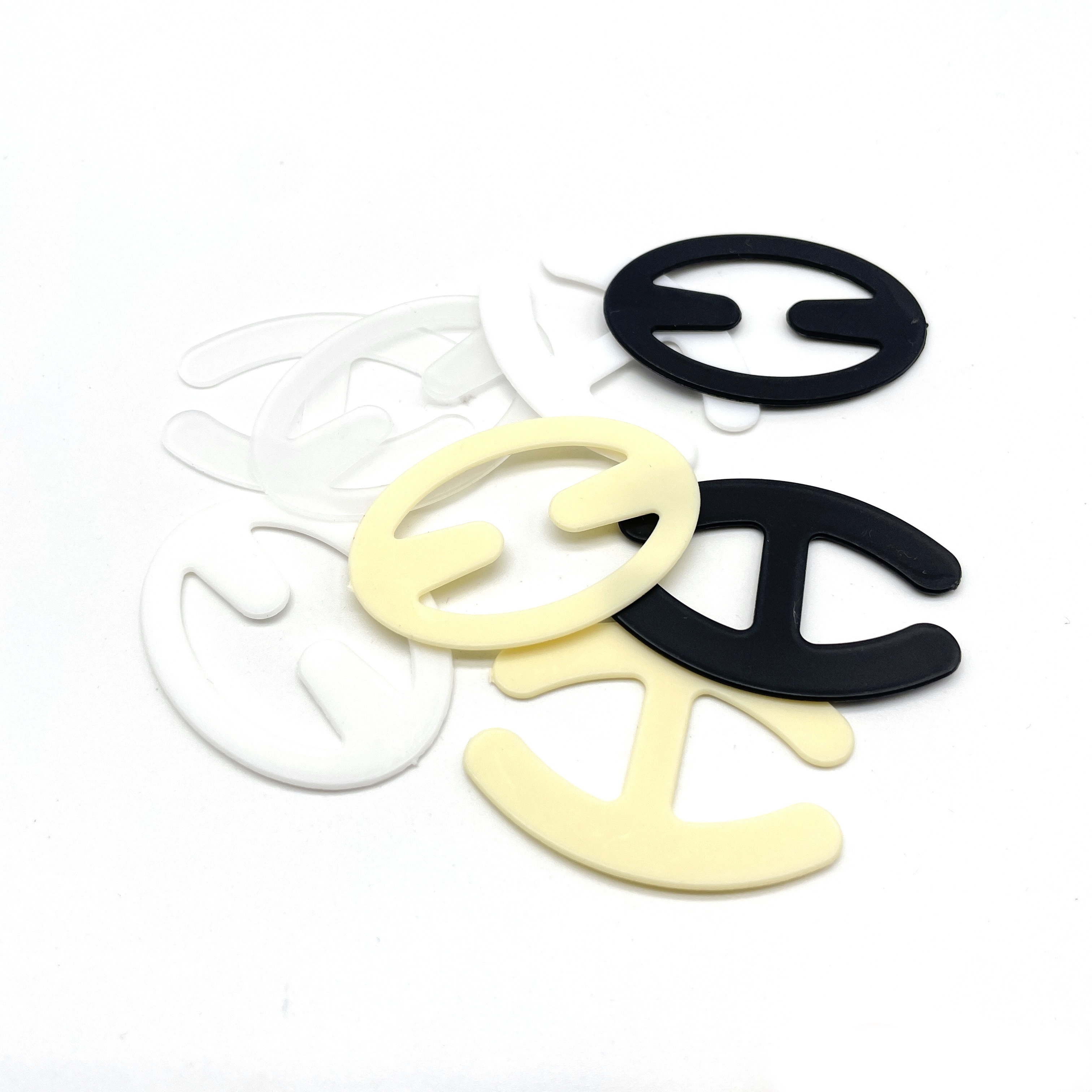 4pcs Invisible Bra Strap Clips - Adjustable, Non-Slip Buckles for Seamless Lingerie Look - Available in Transparent, White, Yellow, Black