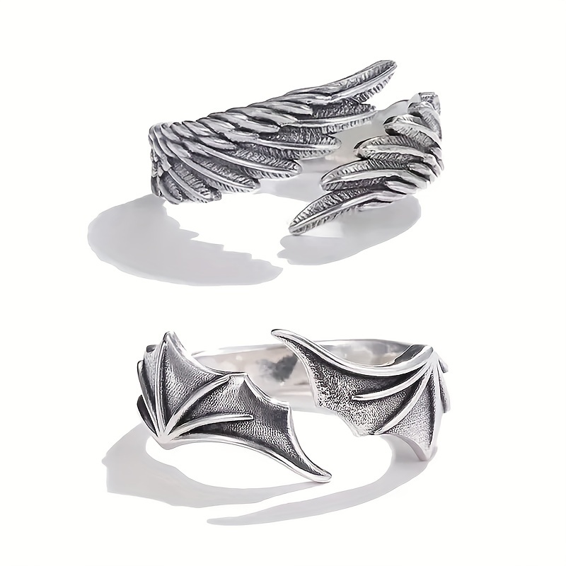Men's Vintage Creative Silver Angel or Demon Wings Ring