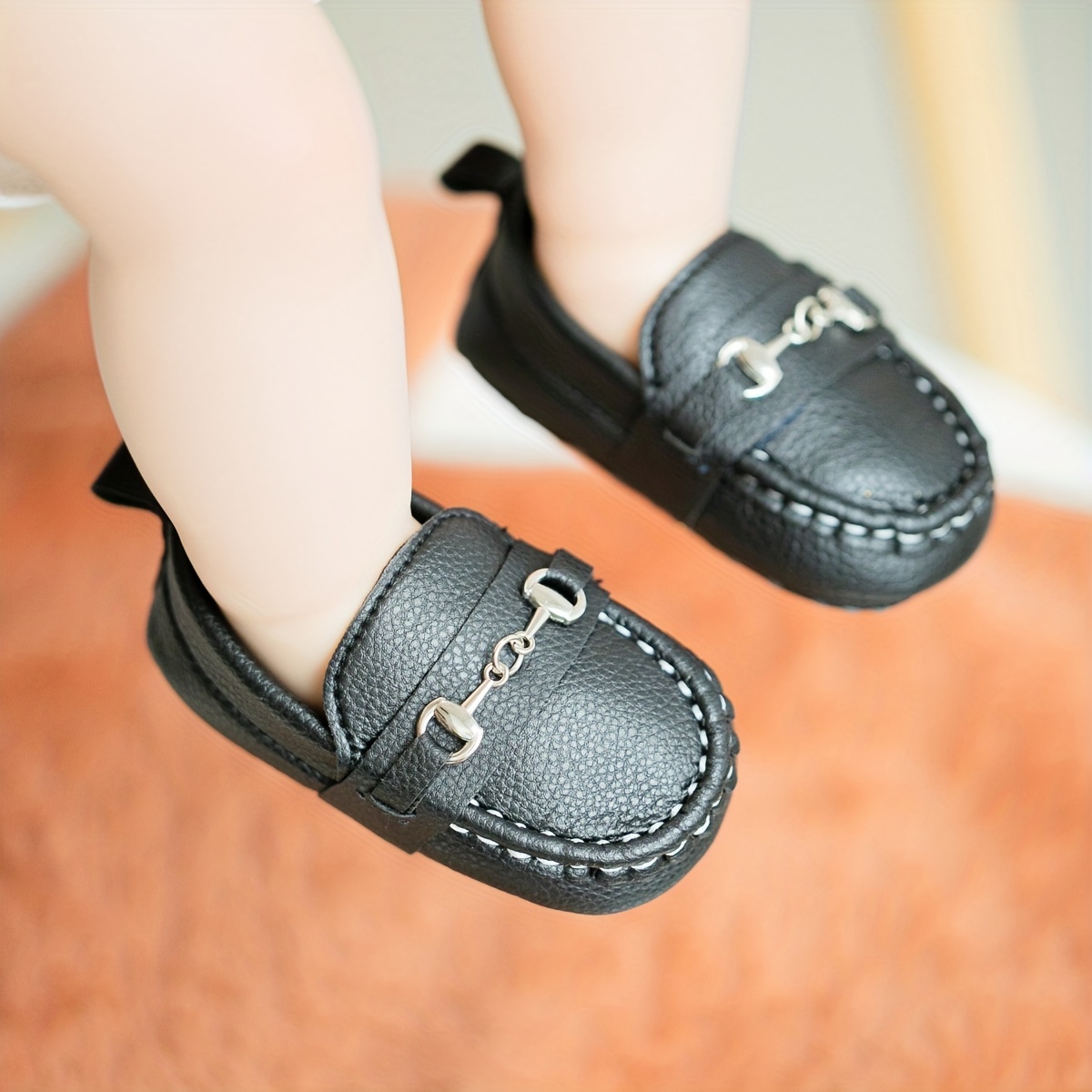 white christmas dresses Baby Boys Leather Soft Sole Shoes with Laces- Beige