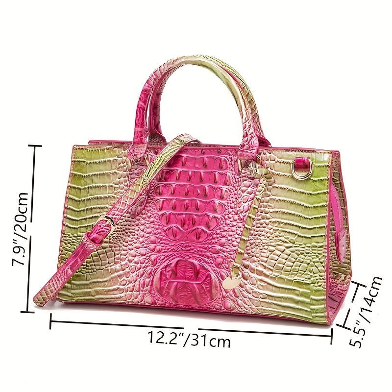 Ombre Crocodile Embossed Handbag, Classic Style Crossbody Bag, Women's Leather  Satchel Purse - Temu