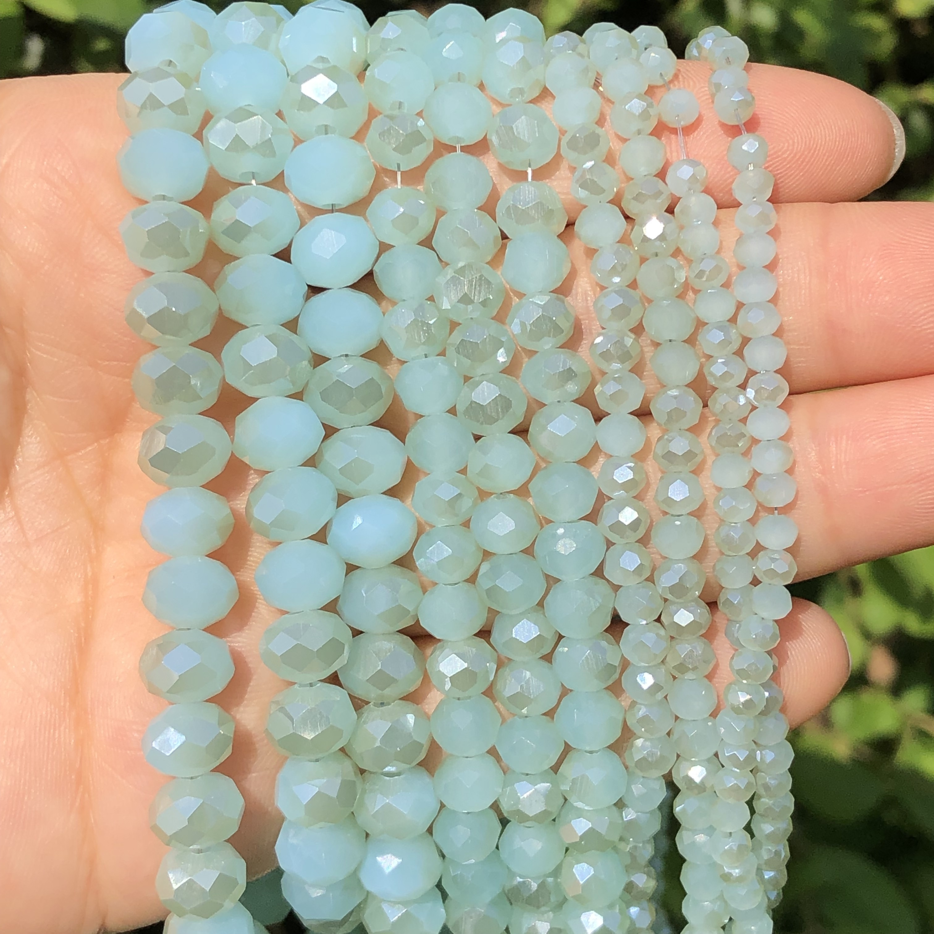 

65-120pcs 4/6/8mm Faceted Ab Light Blue Glass Crystal Rondelle Beads Loose Spacer Beads For Diy Bracelet Necklace Strands Jewelry Making Supplies