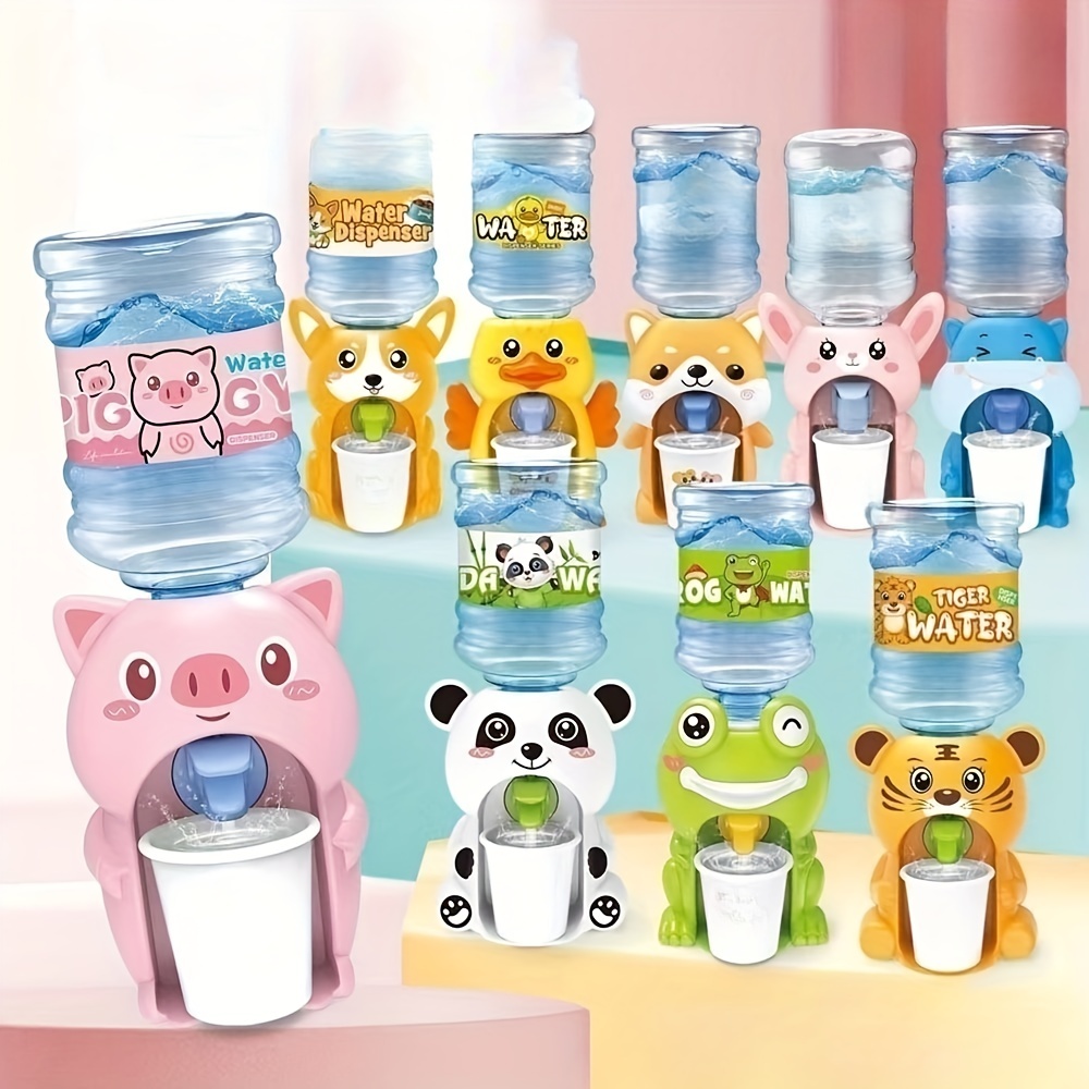 1PC Cute Mini Water Dispenser For Children Kids Gift Cold/Warm Water Juice  Milk Drinking Fountain Simulation Cartoon Rabbit Kitchen Toy