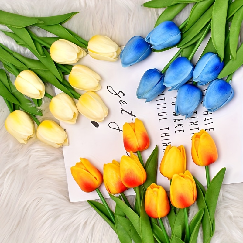 Bouquet di tulipani finti in schiuma Pe - 10/5 pezzi, fiori artificiali da  35 cm per casa, giardino, decorazioni per matrimoni