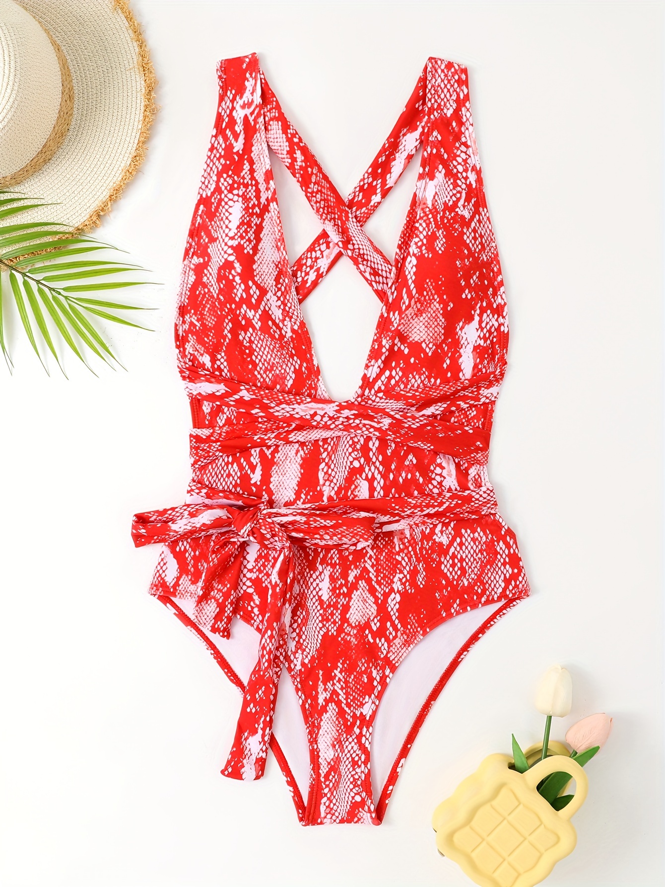 Red snakeskin cheap bathing suit