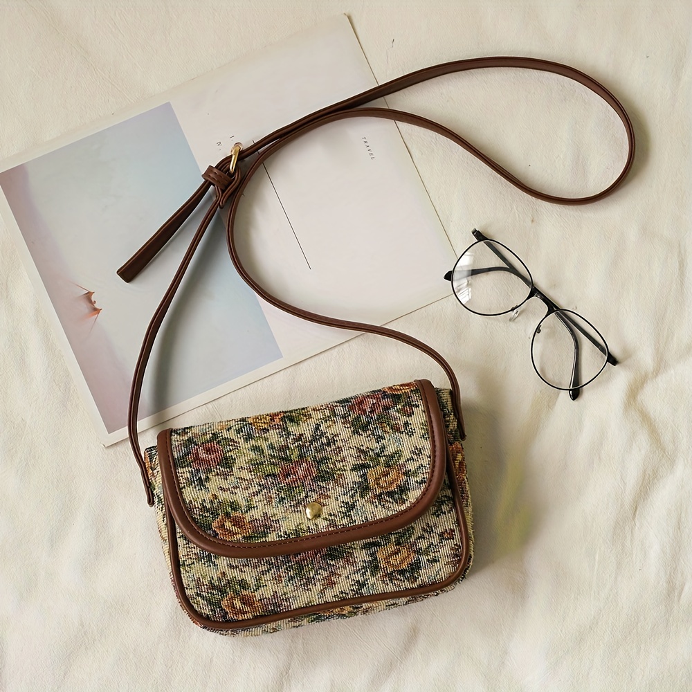 Flower Embroidery Crossbody Bag, Boho Style Phone Bag, Women's Small Flap  Purse - Temu