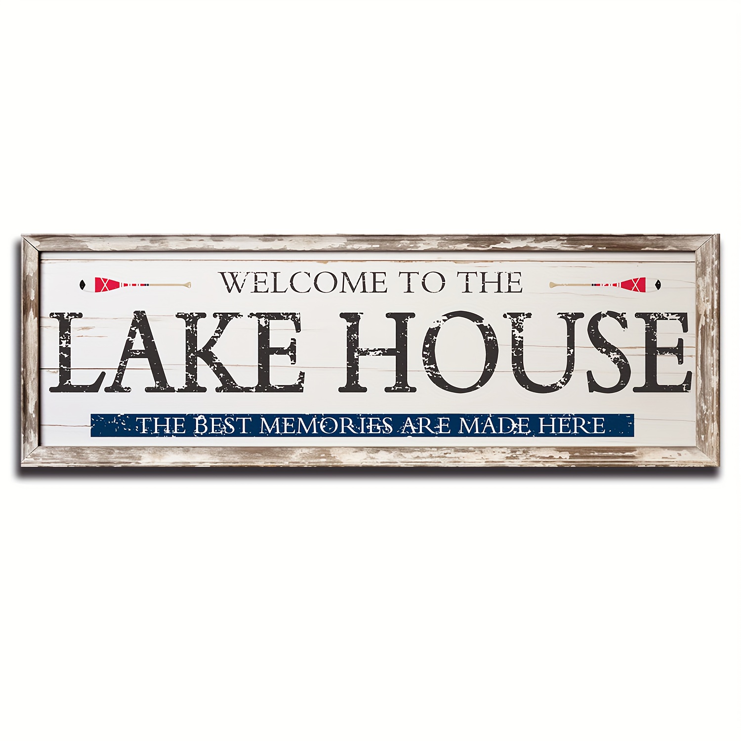 Fishing Sign, Personalized Lake Name Directional Arrow Aluminum Metal Decor  Sign