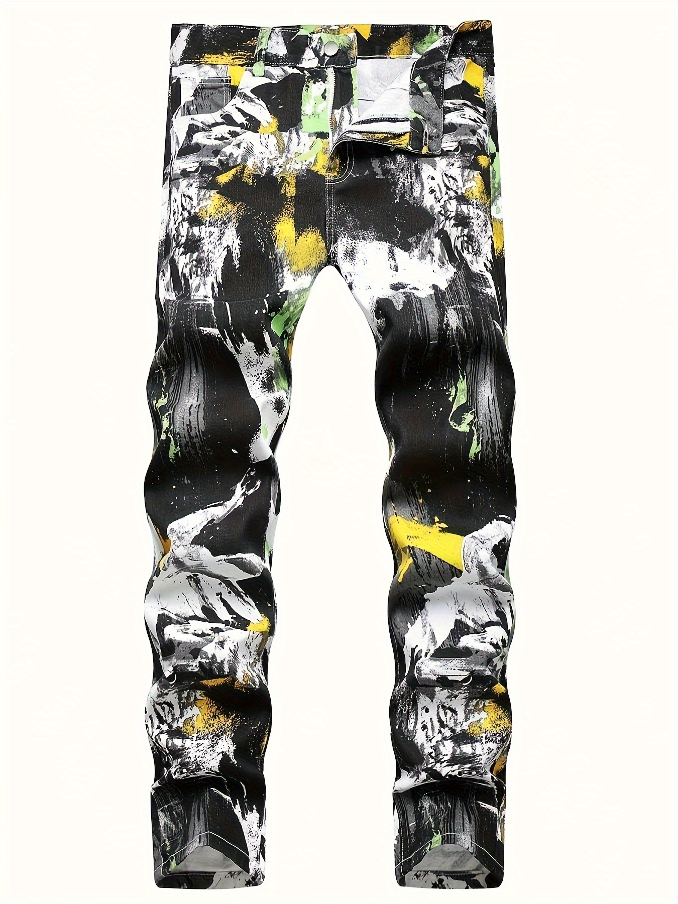 Y2k Floral Print Straight Leg Jeans Men's Casual Street - Temu