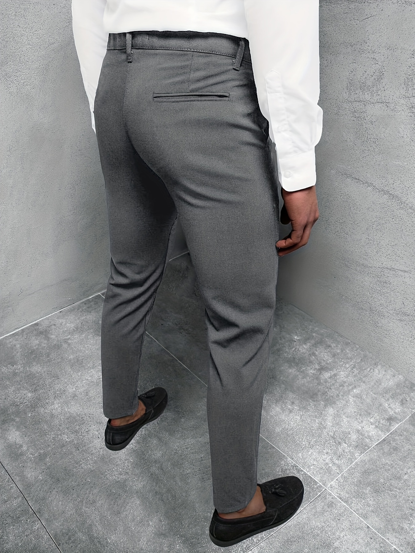 Elegant Slim Fit Slacks Men's Semi formal Vintage Style - Temu