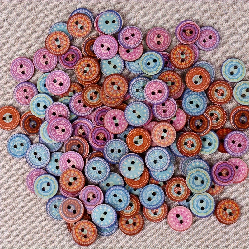 100 botones de madera hechos a mano, botones surtidos para manualidades,  botones de costura de madera, para coser accesorios de ropa, proyectos de