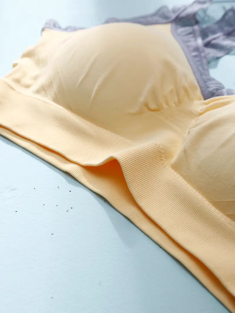 Lace Stitching Sports Bra Comfy Soft Letter Straps High - Temu Germany